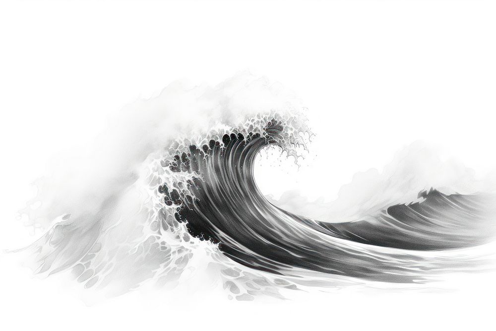 Nature wave sea monochrome. AI generated Image by rawpixel.