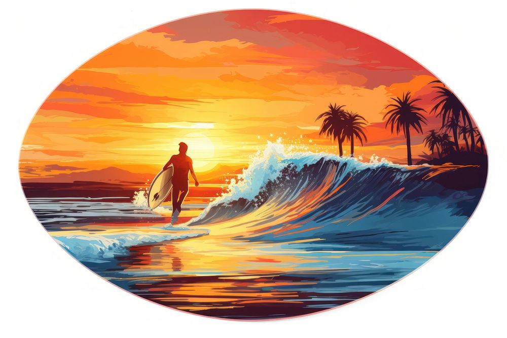 Outdoors surfing sunset nature. AI generated Image by rawpixel.