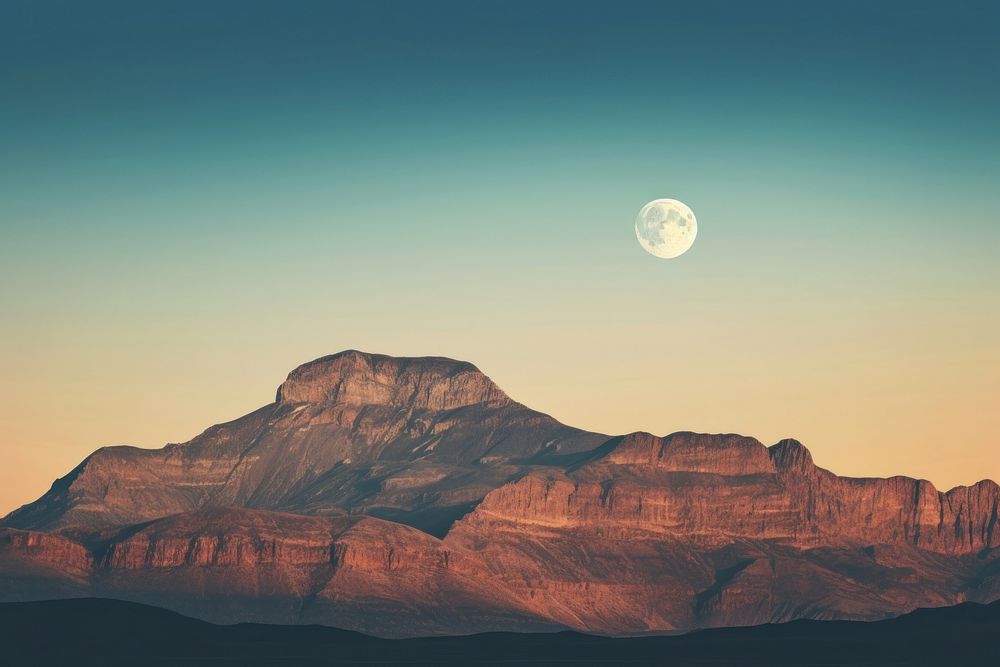 Mountain moon sky landscape. 