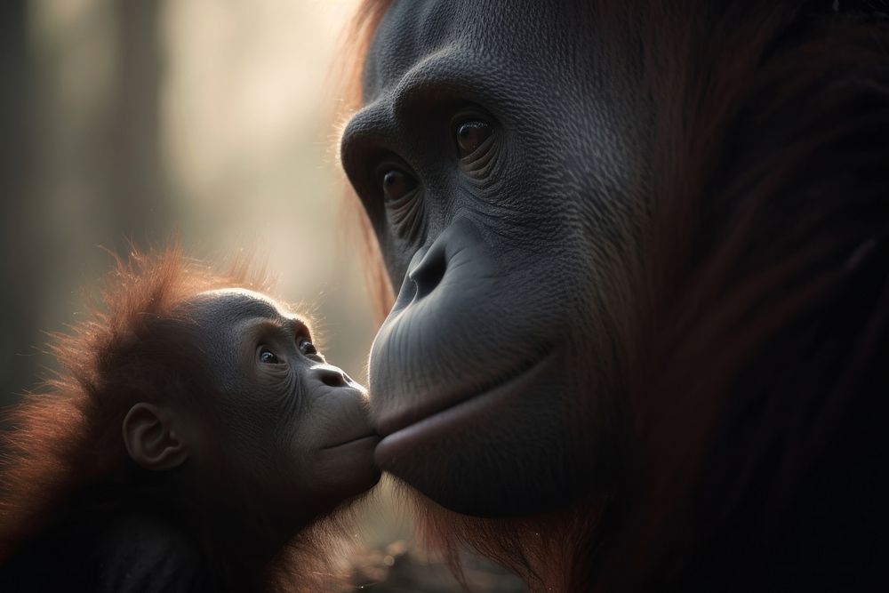 Orangutan wildlife monkey mammal. AI generated Image by rawpixel.