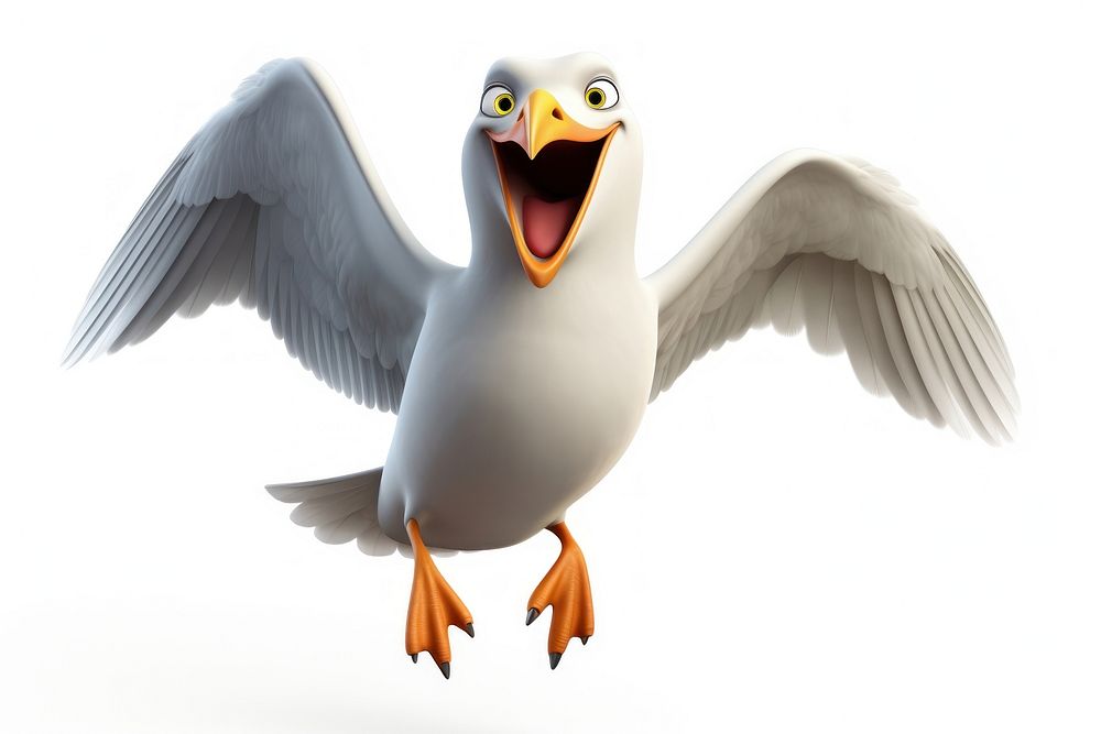Cartoon seagull animal flying. AI generated Image by rawpixel.