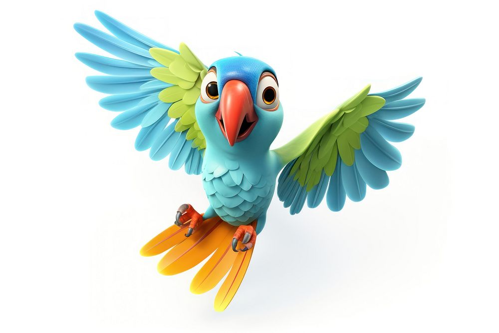 Parrot cartoon animal flying. AI generated Image by rawpixel.
