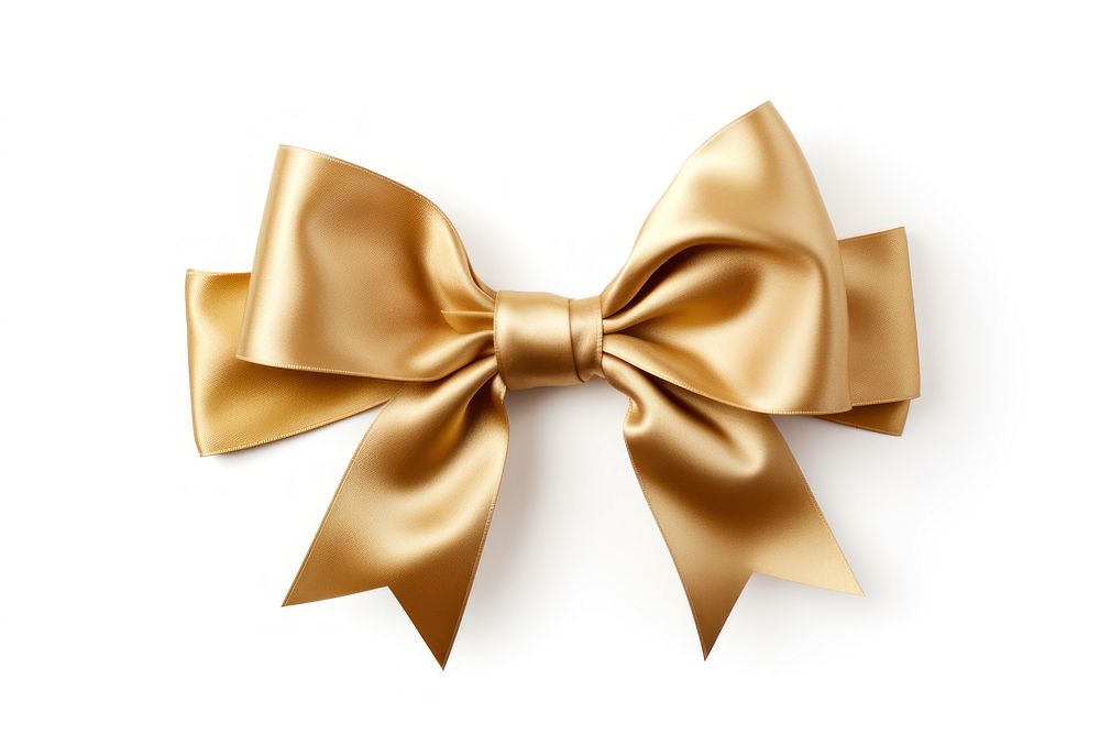 Ribbon gold bow white background. AI generated Image by rawpixel.