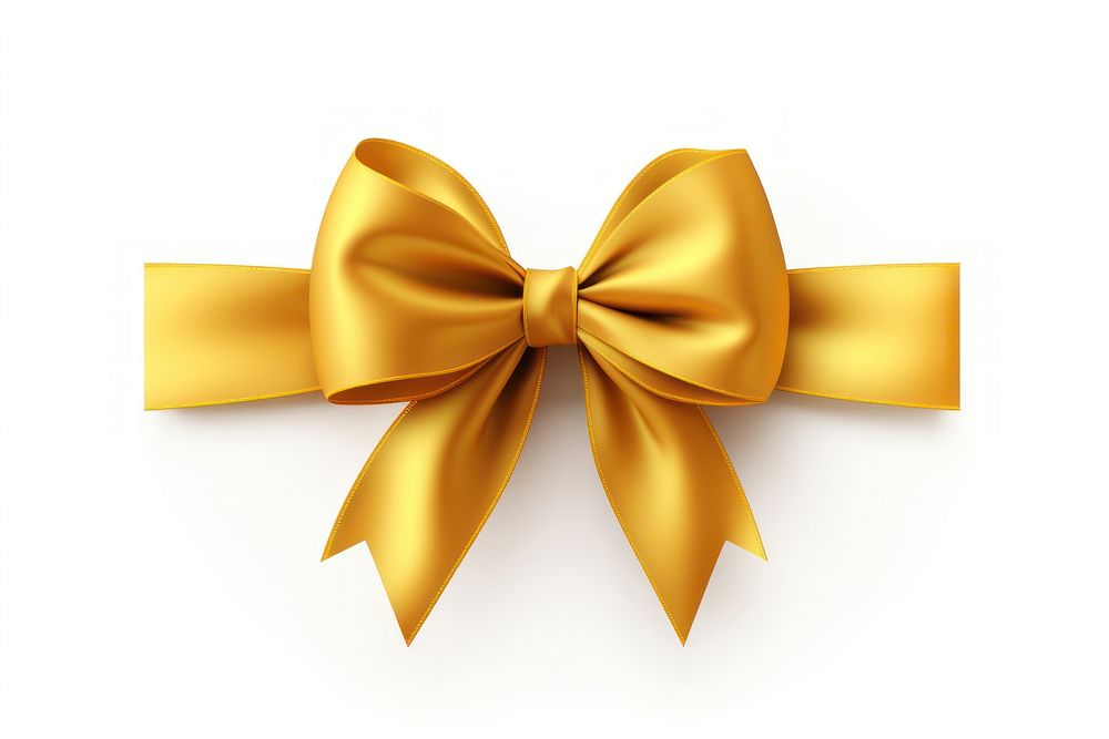 Ribbon gold bow white background. AI generated Image by rawpixel.