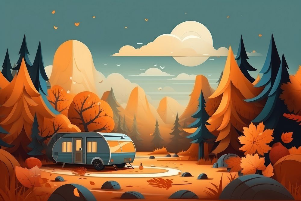 Outdoors camping autumn forest. AI generated Image by rawpixel.