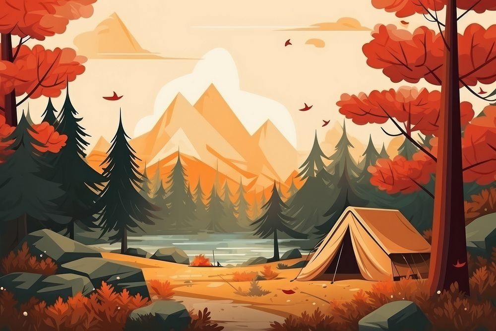 Camping outdoors forest autumn. AI generated Image by rawpixel.