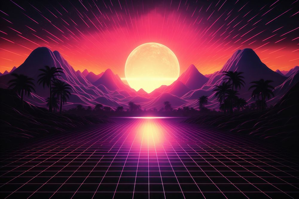 Landscape sunset nature purple. AI generated Image by rawpixel.