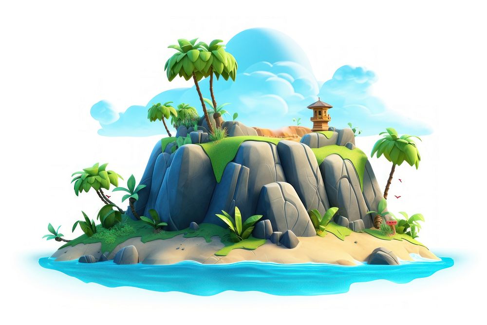 Island outdoors cartoon nature. AI generated Image by rawpixel.