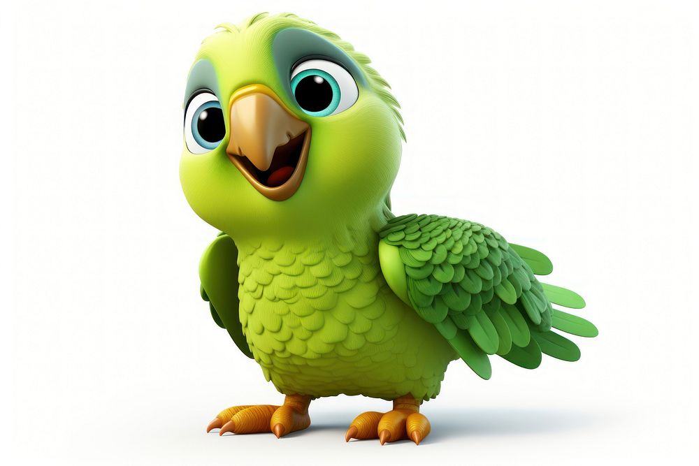 Cartoon animal parrot green. AI generated Image by rawpixel.