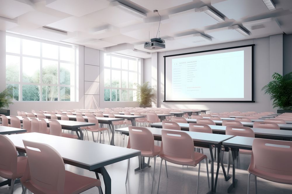 Classroom chair table architecture. AI generated Image by rawpixel.