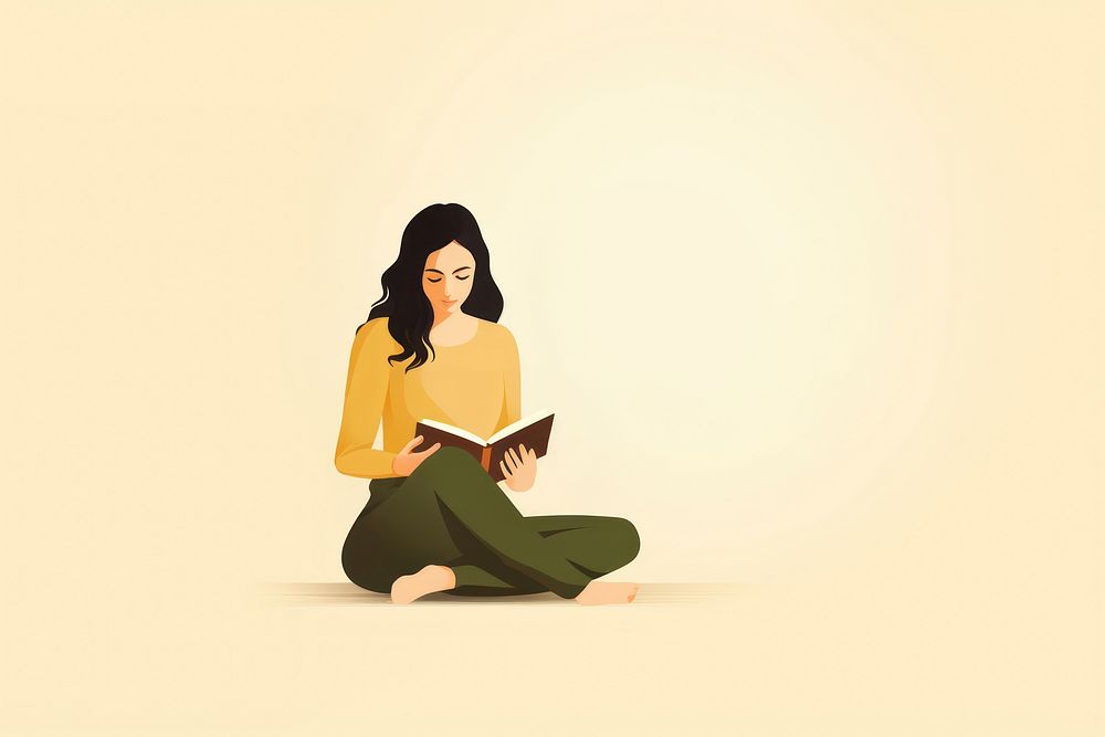 Sitting reading adult woman. AI generated Image by rawpixel.