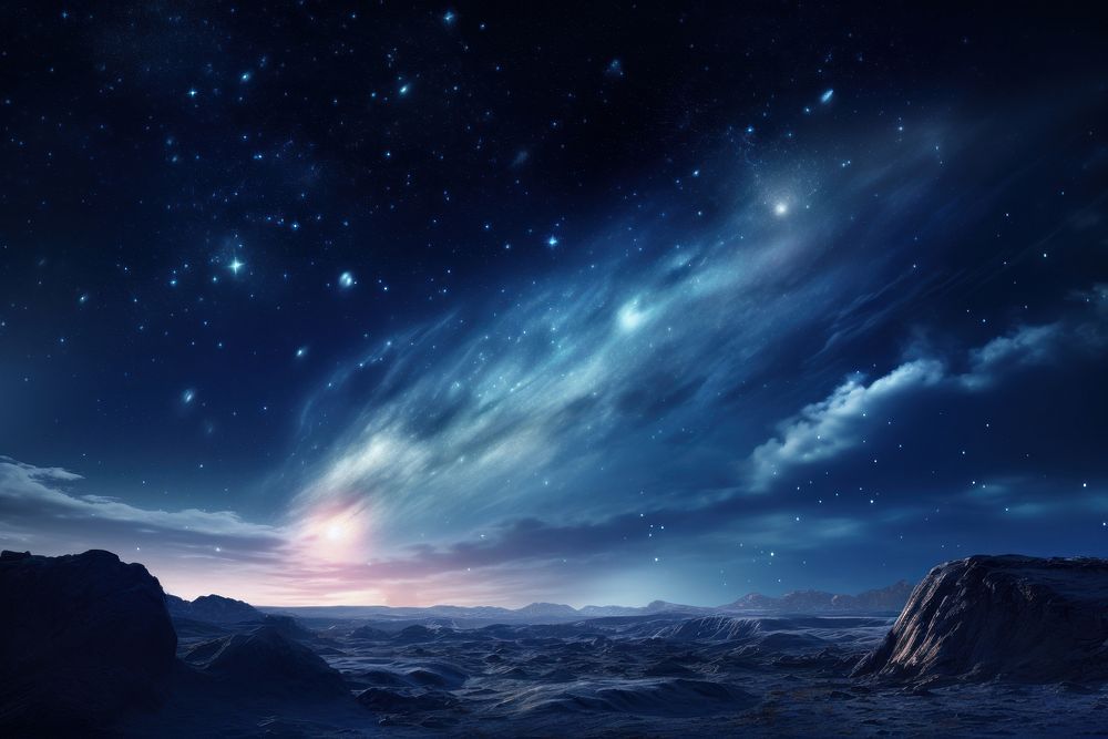 Night sky landscape astronomy. 