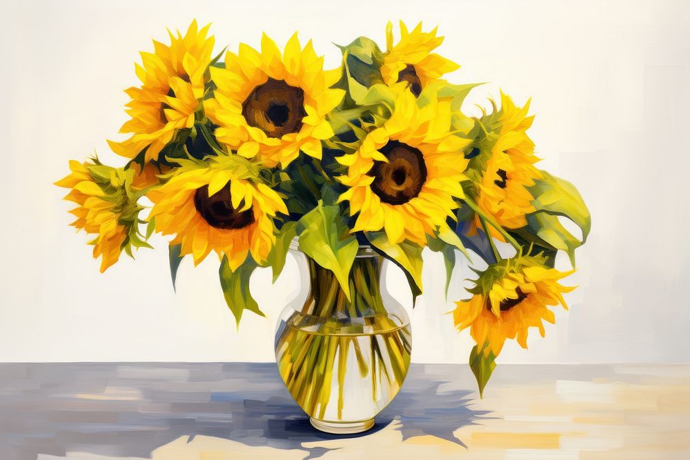 Sunflower painting plant vase. AI generated Image by rawpixel.