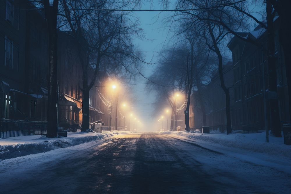 Winter street outdoors lighting. AI generated Image by rawpixel.