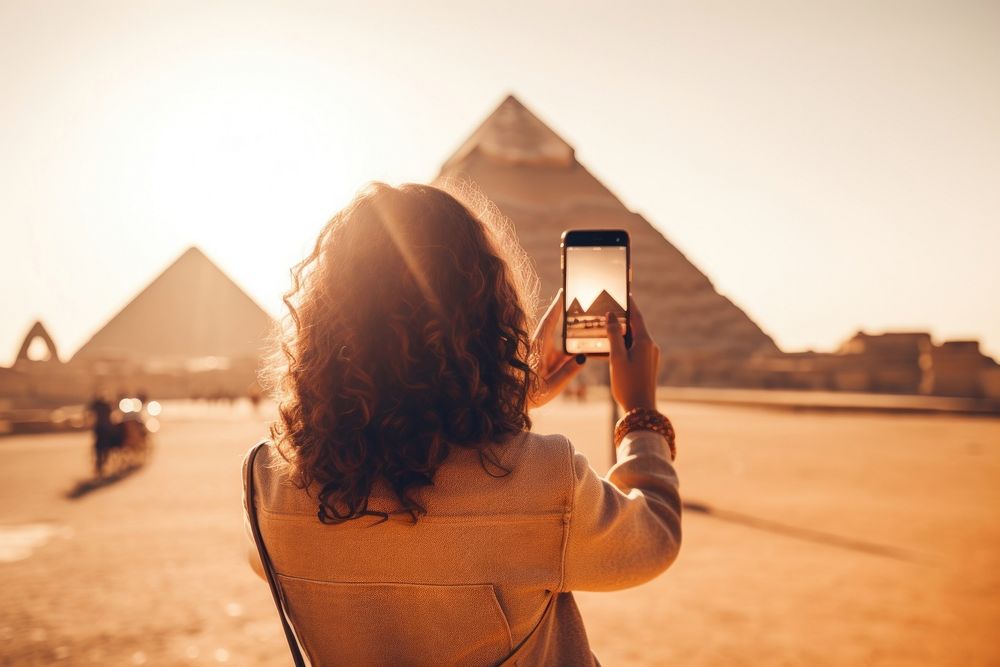 Pyramid architecture selfie adult. AI generated Image by rawpixel.