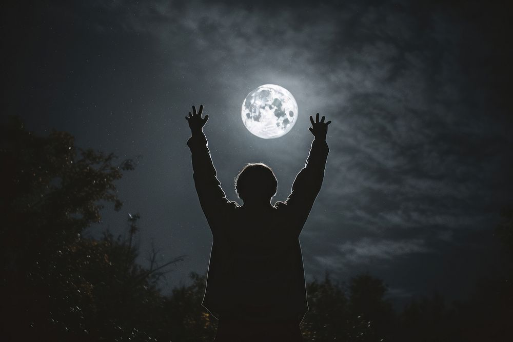 Night moon astronomy outdoors. AI generated Image by rawpixel.
