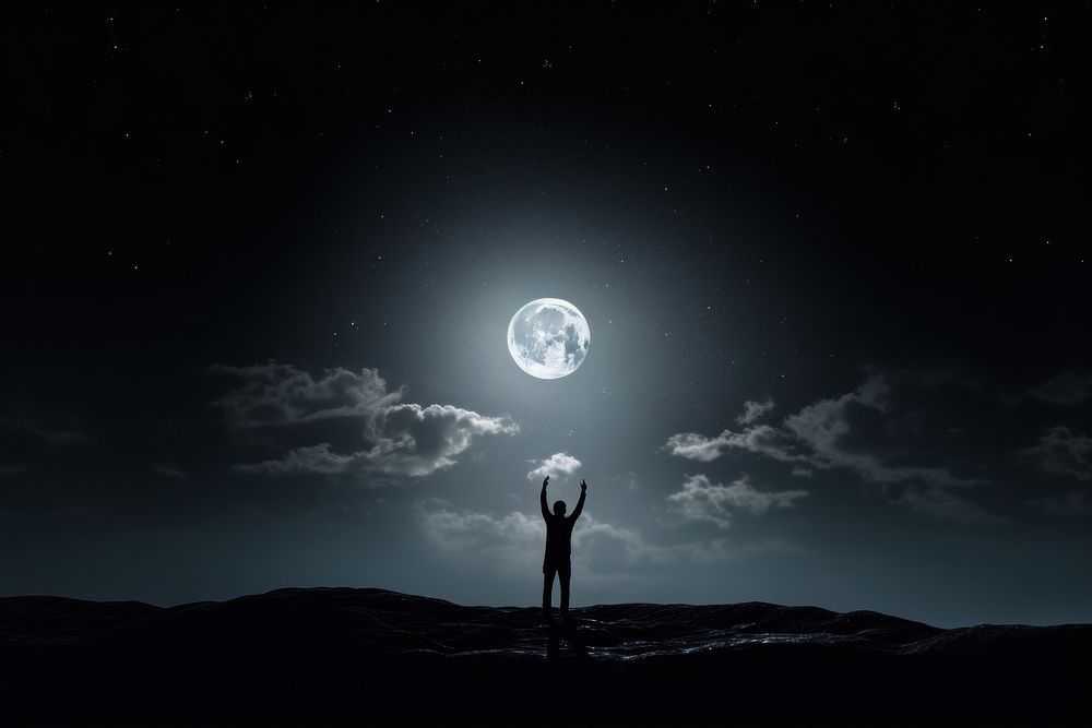 Night moon astronomy outdoors. AI generated Image by rawpixel.
