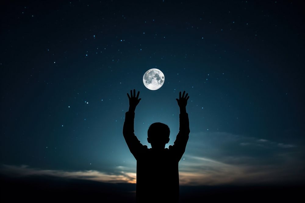 Night moon astronomy outdoors. AI generated Image by rawpixel.