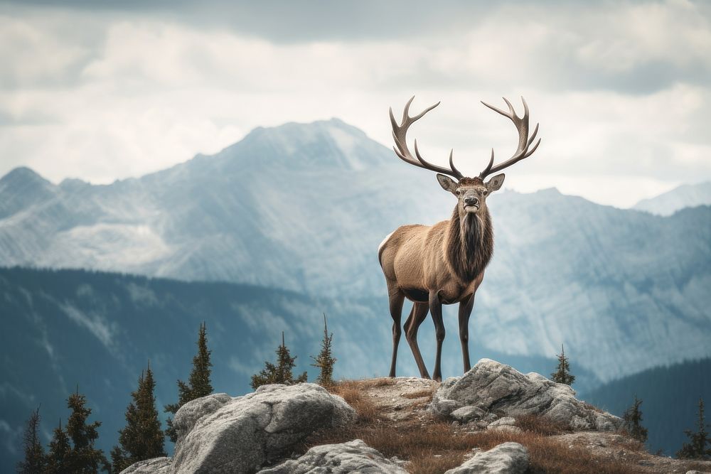 Mountain wildlife standing animal. AI generated Image by rawpixel.