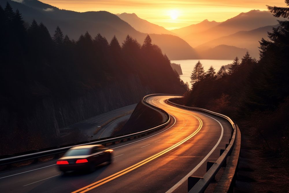 Road car mountain outdoors. AI generated Image by rawpixel.