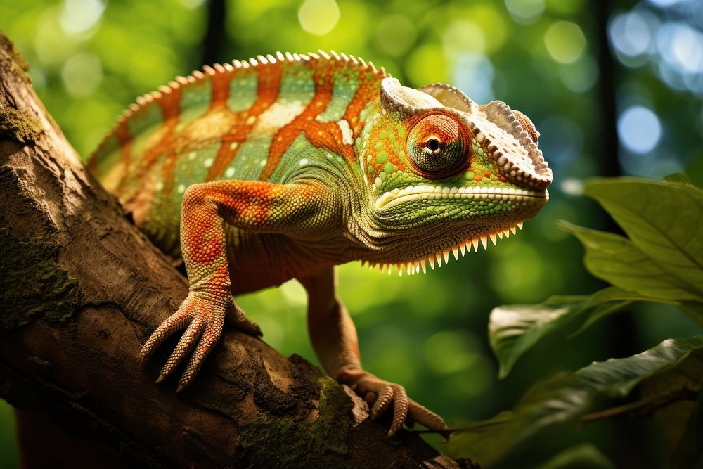 Chameleon reptile animal lizard. AI generated Image by rawpixel.
