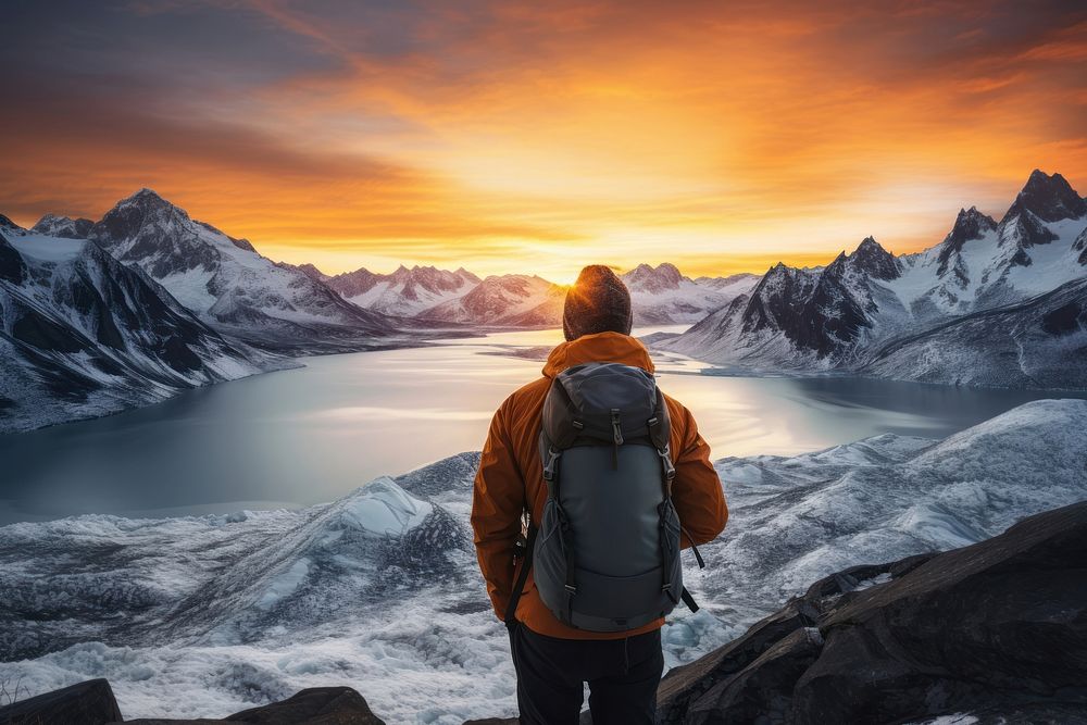 Outdoors backpack glacier nature. AI generated Image by rawpixel.