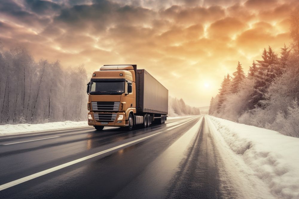 Vehicle winter truck road. AI generated Image by rawpixel.