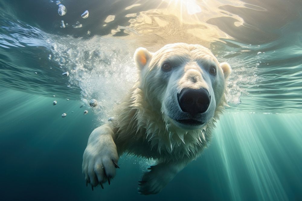 Bear wildlife swimming outdoors. 