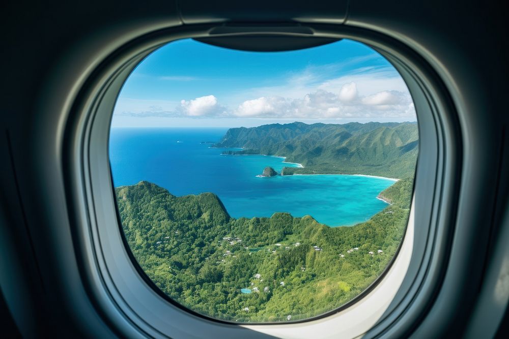 Window land airplane porthole. AI generated Image by rawpixel.