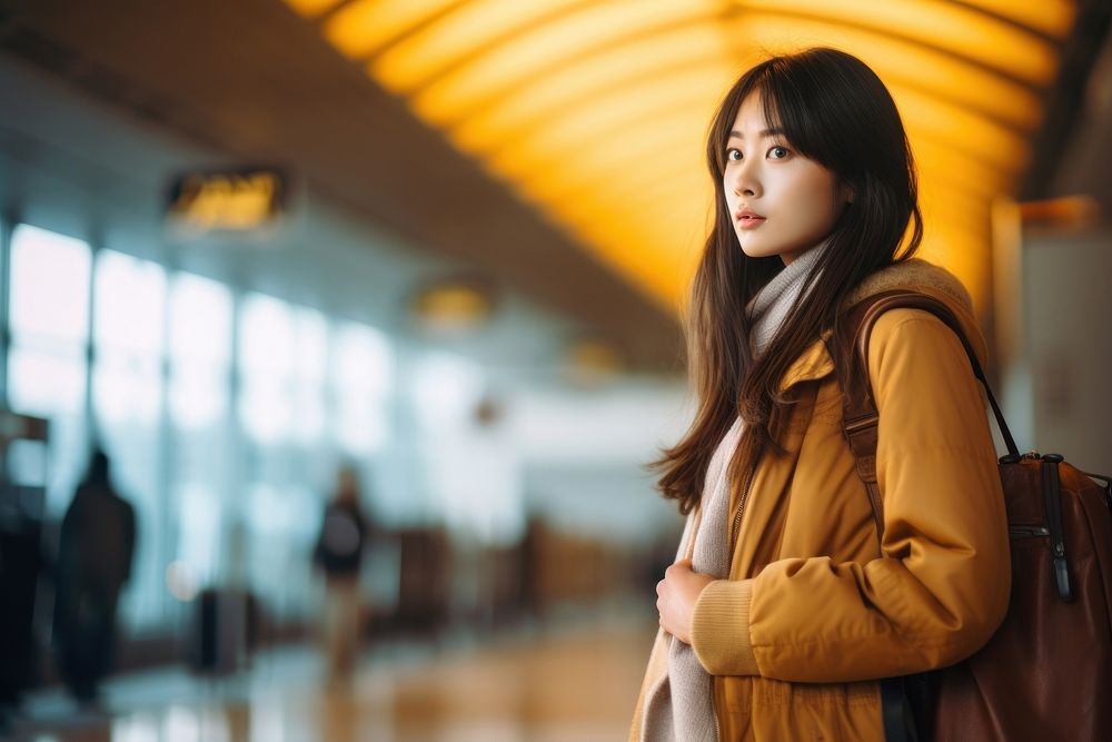 Airport adult woman photo. AI generated Image by rawpixel.
