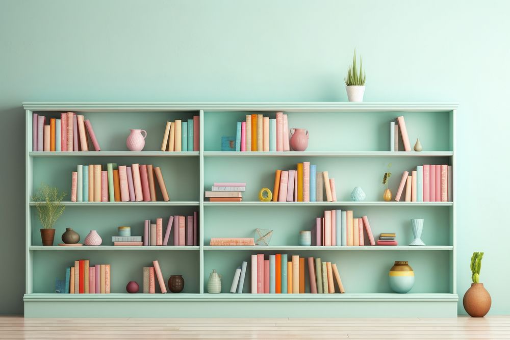 Bookshelf furniture bookcase library. AI generated Image by rawpixel.
