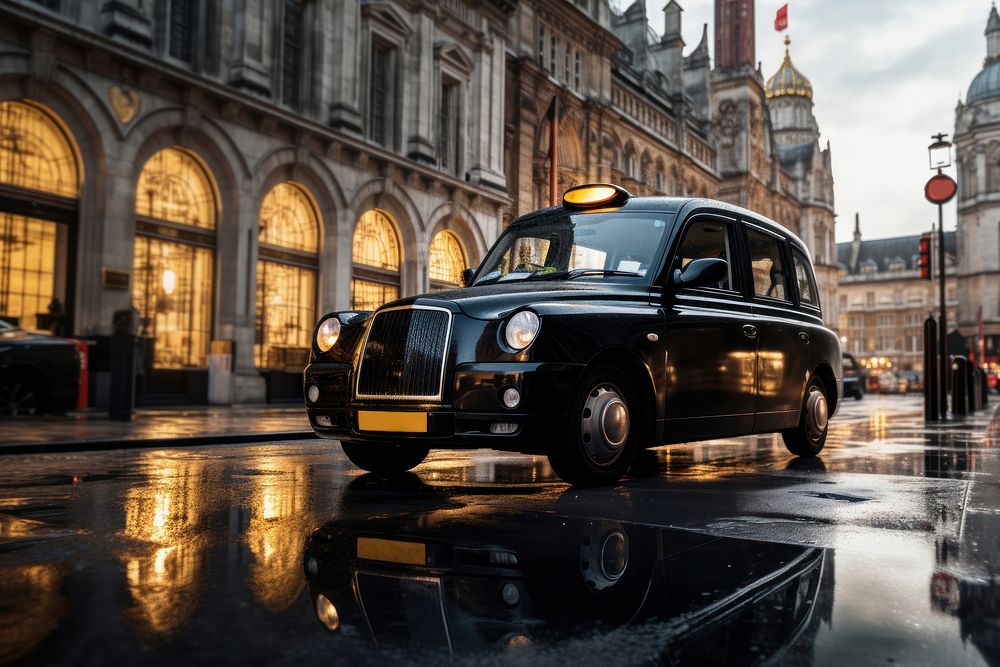 Vehicle black taxi car. AI generated Image by rawpixel.