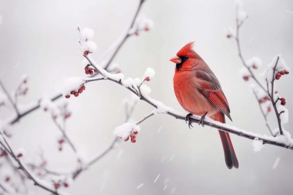 Bird outdoors cardinal branch. 