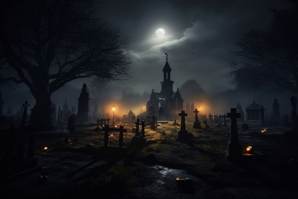 Cemetery night moon outdoors. | Premium Photo - rawpixel