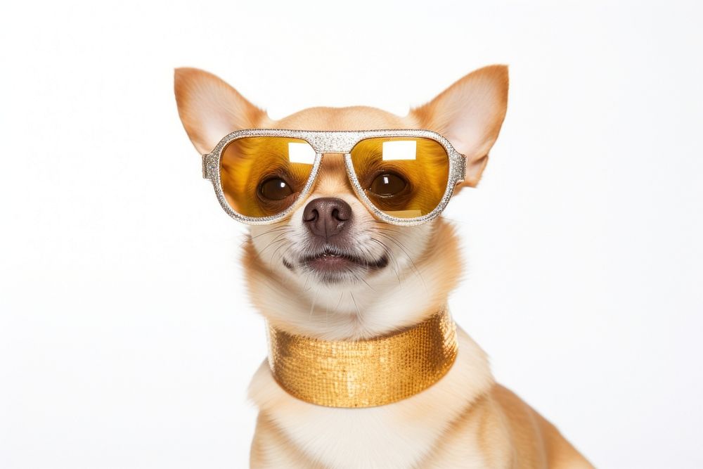 Chihuahua glasses sunglasses mammal. AI generated Image by rawpixel.