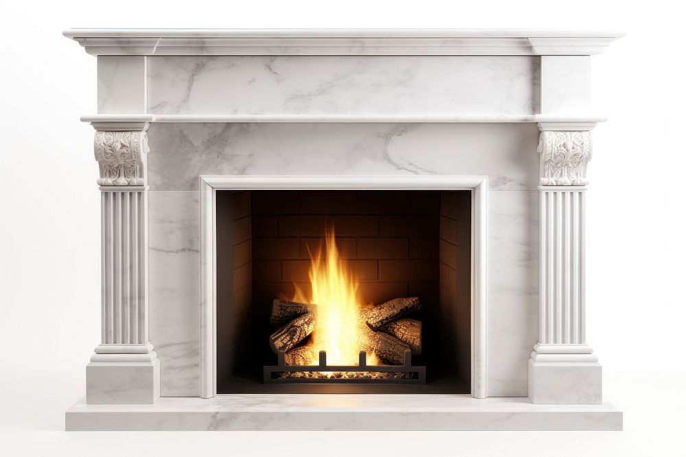 Fireplace burning hearth architecture. AI generated Image by rawpixel.