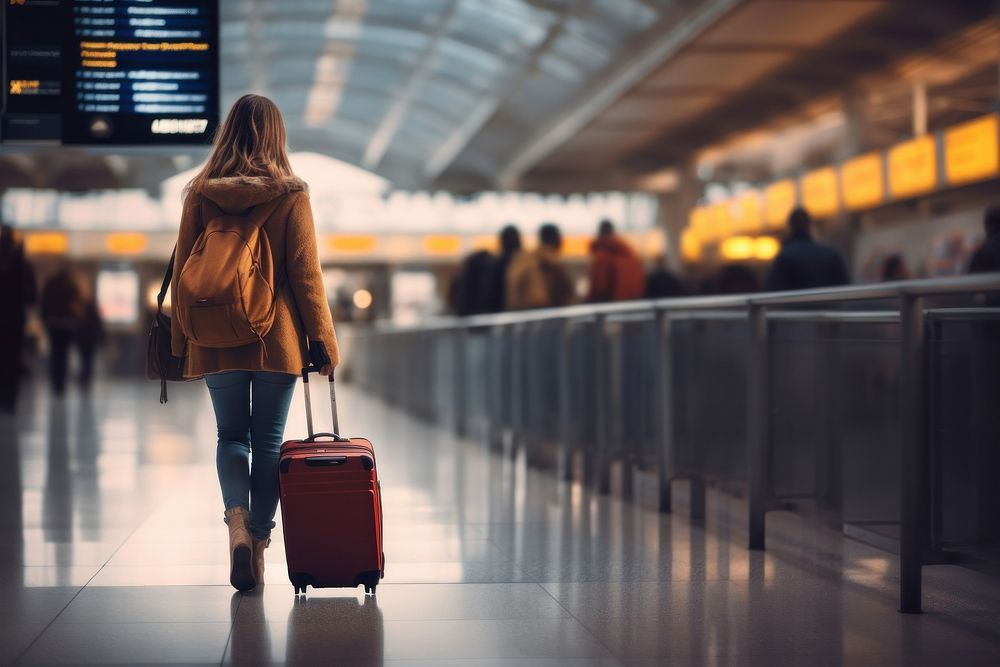 Airport suitcase terminal luggage. AI generated Image by rawpixel.