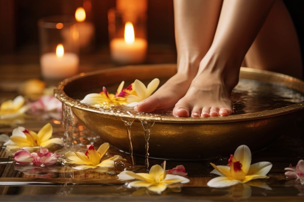 Spa relaxation barefoot bathing. AI generated Image by rawpixel.