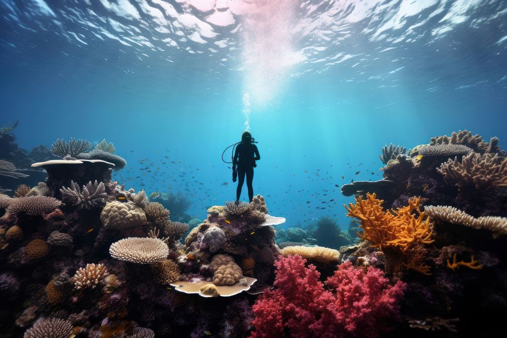 Sea underwater adventure outdoors. AI generated Image by rawpixel.