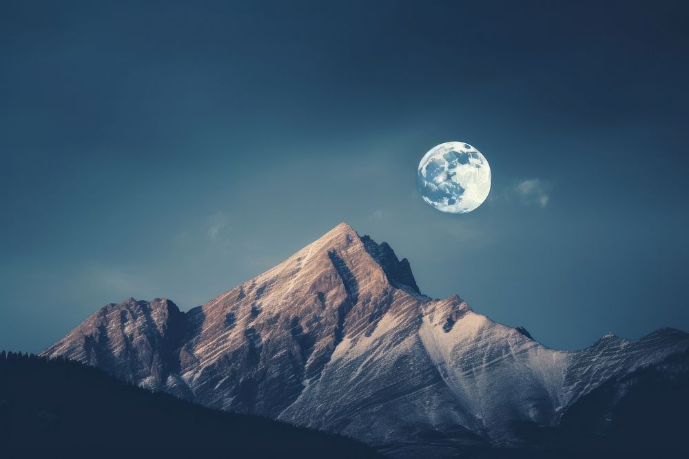 Mountain moon astronomy outdoors. AI generated Image by rawpixel.
