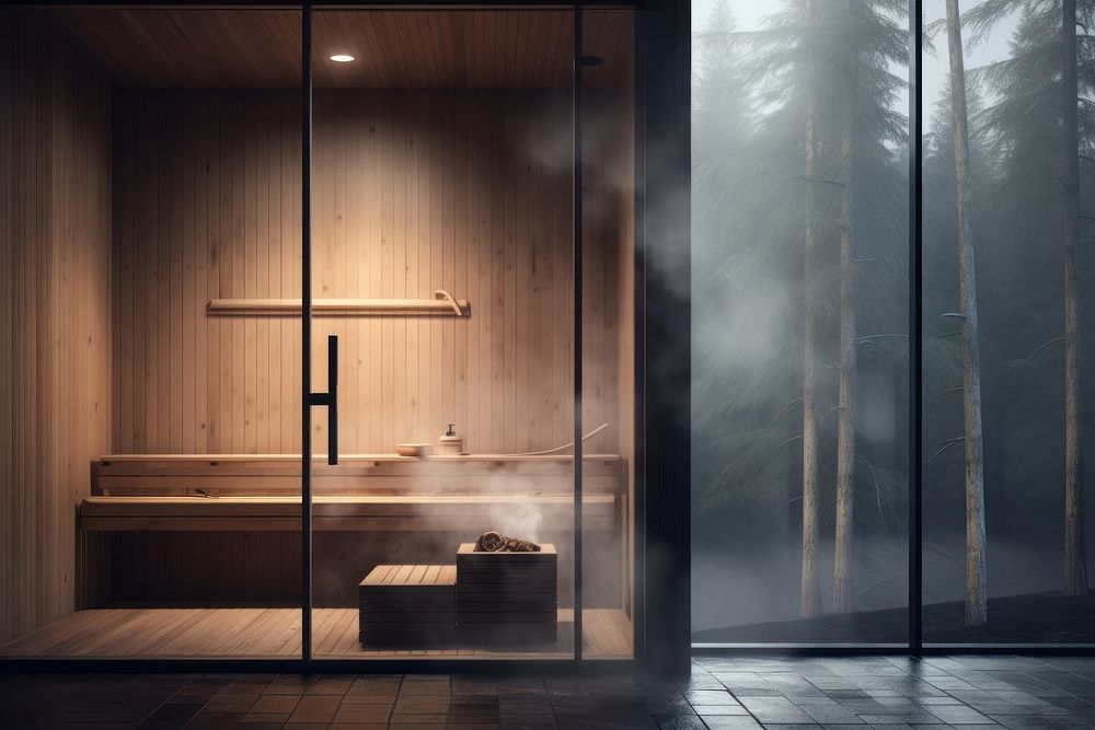 Sauna room architecture tranquility. 