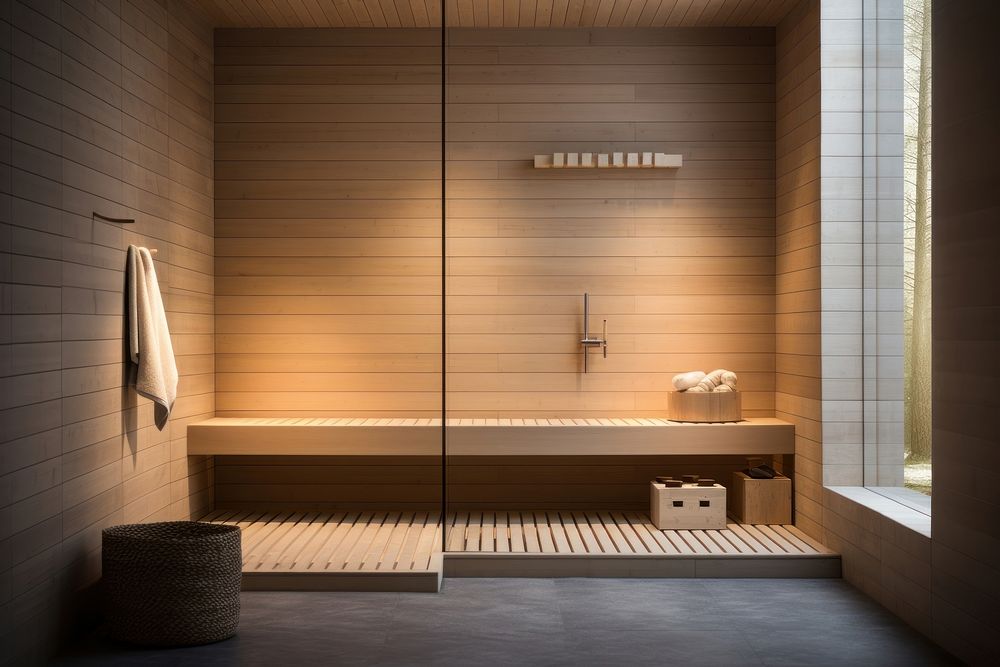 Aesthetic sauna room. 