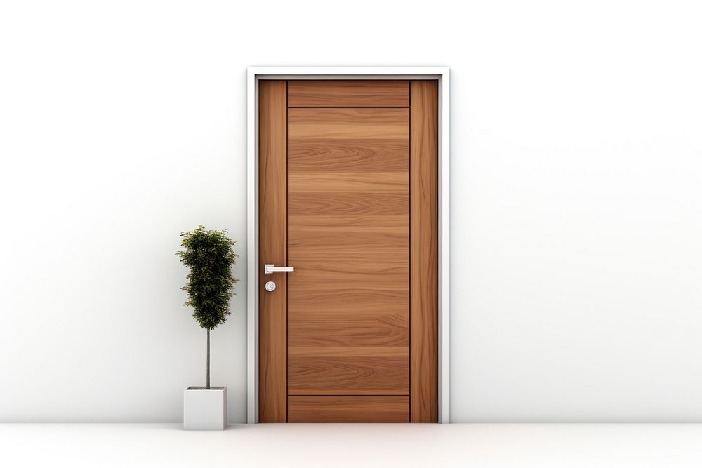 Door wood entrance white background. AI generated Image by rawpixel.
