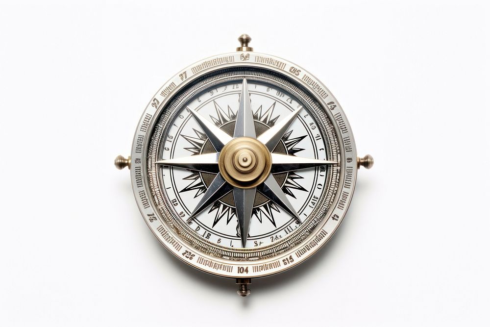 Compass white background technology wristwatch. 