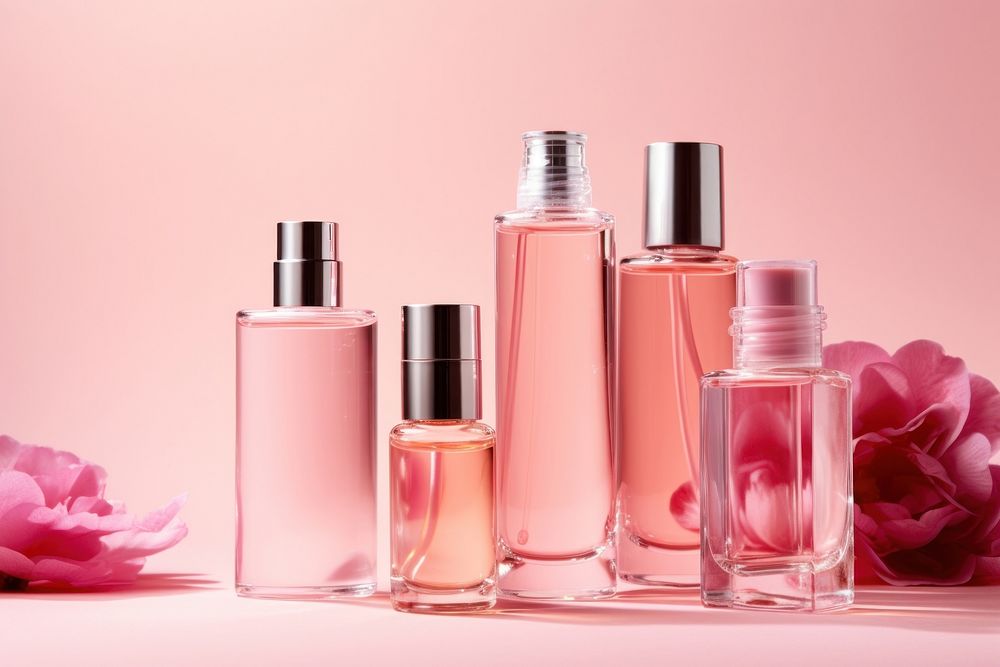 Cosmetics perfume bottle pink. AI generated Image by rawpixel.
