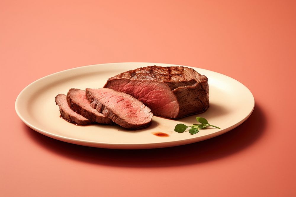 Plate beef meat food. AI generated Image by rawpixel.
