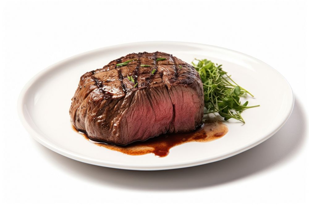 Plate steak meat beef. AI generated Image by rawpixel.