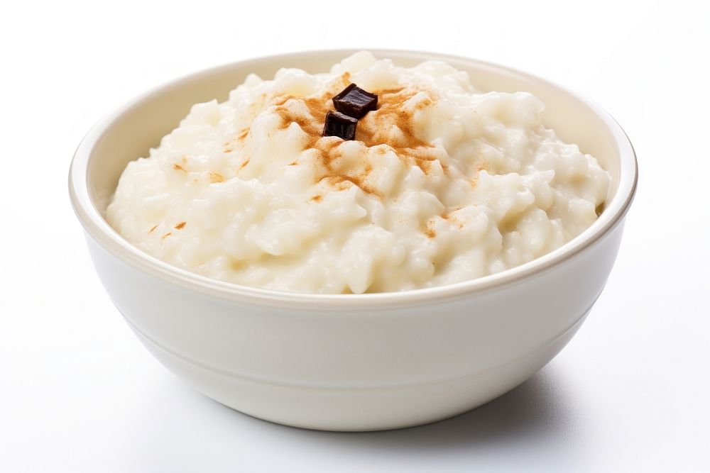 Rice pudding breakfast white food. AI generated Image by rawpixel.