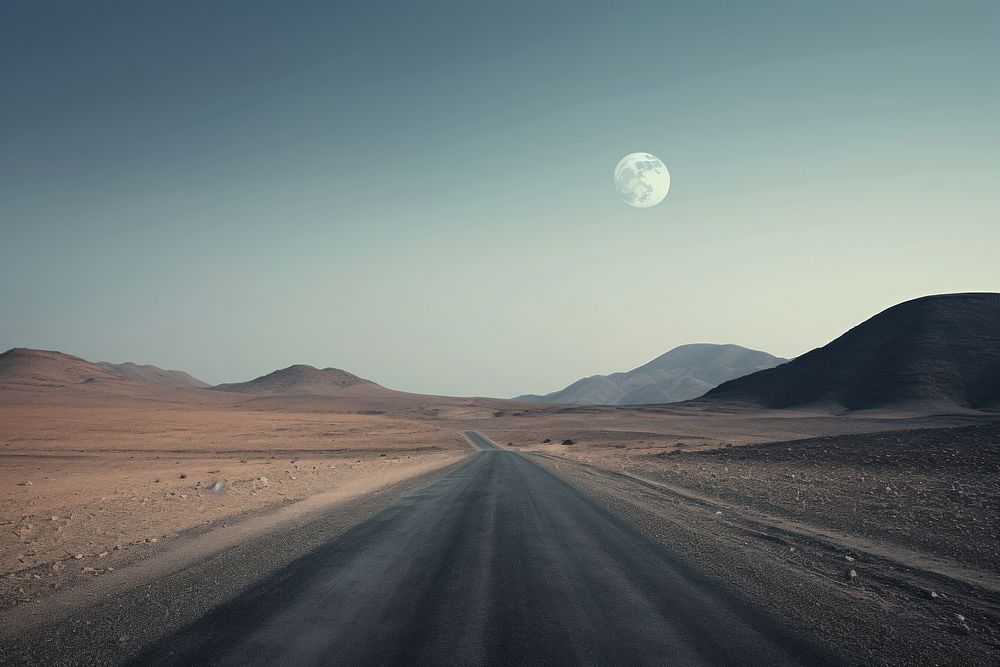 Moon road astronomy outdoors. AI generated Image by rawpixel.