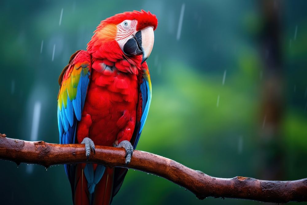 Parrot animal branch macaw. 